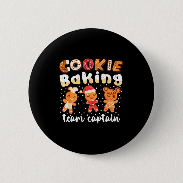 Chapa Redonda De 5 Cm Cookie Baking Team Captain Christmas Gingerbread F (Anverso)