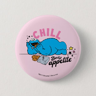 Chapa Redonda De 5 Cm Cookie Monster   Chill Bon Appetite