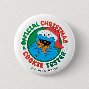 Chapa Redonda De 5 Cm Cookie Monster   Navidades oficiales Cookie Tester