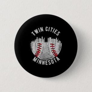 Chapa Redonda De 5 Cm Cool Ciudades Gemelas Minnesota Mn Béisbol Silueta