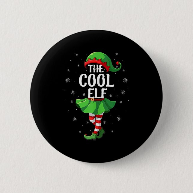 Chapa Redonda De 5 Cm Cool Elf Christmas Girls Women Elf Squad Xmas Fami (Anverso)