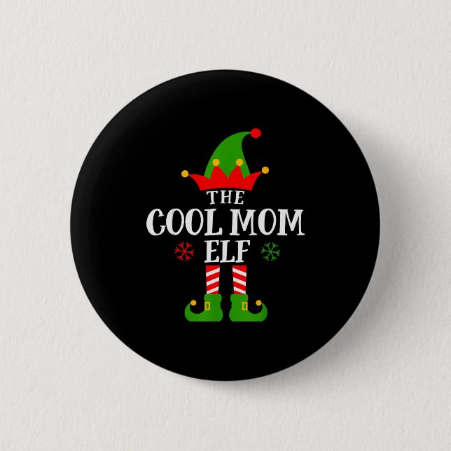 Chapa Redonda De 5 Cm Cool Mom Elf Funny Matching Family Christmas Pajam (Anverso)
