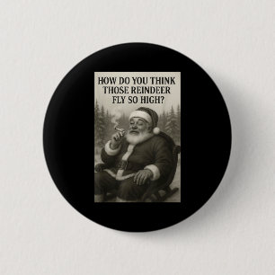 Chapa Redonda De 5 Cm Cool Santa Claus Fumando Marihuana Cita de Navidad