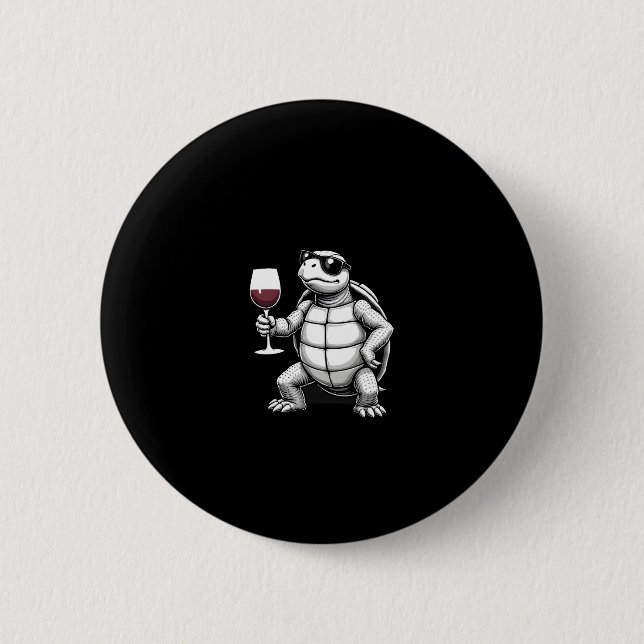 Chapa Redonda De 5 Cm cool turtle drinking red wine art print_1 (4) (Anverso)