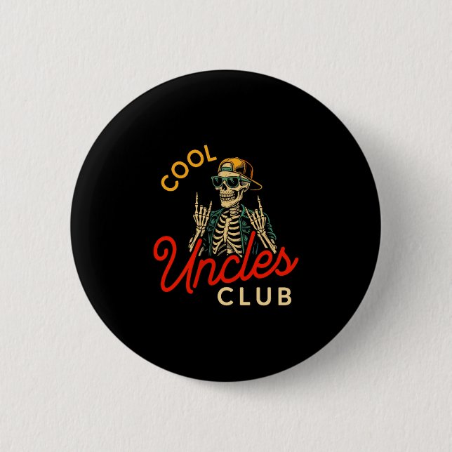 Chapa Redonda De 5 Cm Cool Uncles Club Shirt Funny Skeleton Retro Uncle  (Anverso)