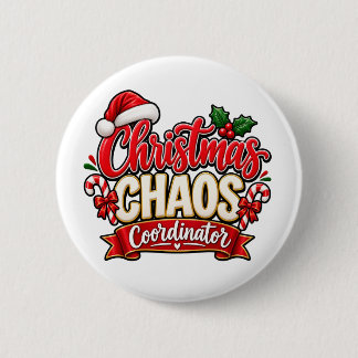 Chapa Redonda De 5 Cm Coordinador de Caos de Navidad Diseño Festivo de V