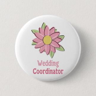 Chapa Redonda De 5 Cm Coordinador rosado de la boda de la flor