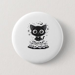 Chapa Redonda De 5 Cm Copia de cráneos de gatos sórdidos Gótico Kitty ne