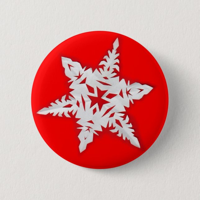 Chapa Redonda De 5 Cm Copo de nieve de papel (Anverso)