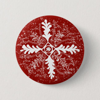 Chapa Redonda De 5 Cm Copos de nieve en rojo