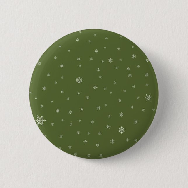 Chapa Redonda De 5 Cm Copos de nieve en verde (Anverso)