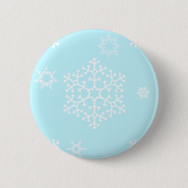 Chapa Redonda De 5 Cm copos de nieve_on_light_blue (Anverso)