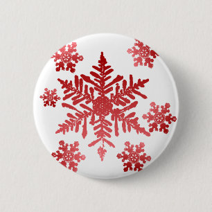 Chapa Redonda De 5 Cm Copos de nieve rojos