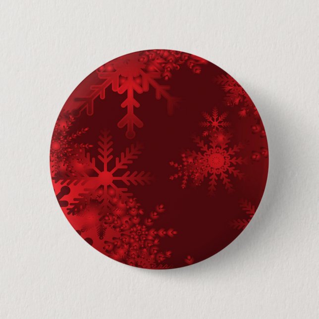 Chapa Redonda De 5 Cm Copos de nieve rojos (Anverso)
