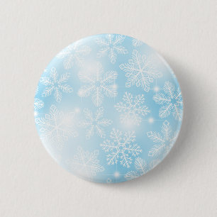 Chapa Redonda De 5 Cm Copos de nieve y luces azules
