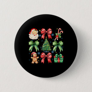 Chapa Redonda De 5 Cm Coqueta de árbol de Navidad Bow Santa Claus Candy