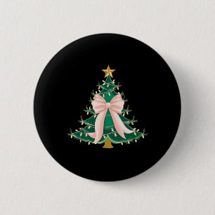 Chapa Redonda De 5 Cm Coquette Bow Árbol de Navidad Rosa dobla las mujer