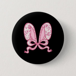 Chapa Redonda De 5 Cm Coquette Bow Bunny Ears Happy Easter Day Rabbit