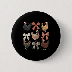 Chapa Redonda De 5 Cm Coquette Bow Funny Chickens Navidad Granja Animal