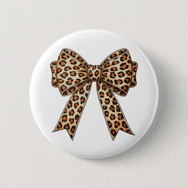 Chapa Redonda De 5 Cm Coquette Bow Leopard Cheetah Sublimation (Anverso)