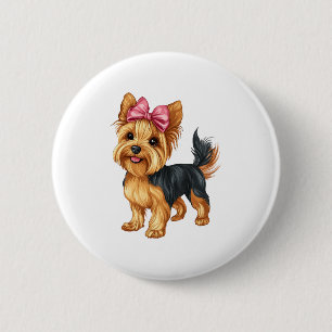 Chapa Redonda De 5 Cm Coquette Bow Yorkshire Terrier Dog Yorkie Mom Chic