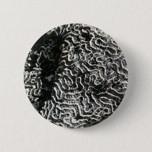 Chapa Redonda De 5 Cm Coral blanco y negro I Resumen foto natural