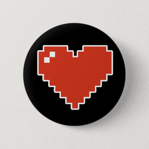 Chapa Redonda De 5 Cm corazón 8bit lleno