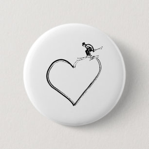 Chapa Redonda De 5 Cm Corazón amo esquí