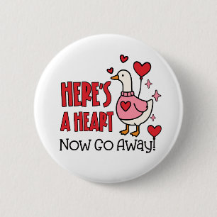 Chapa Redonda De 5 Cm Corazón Anti-San Valentín de Ganso Gruñón