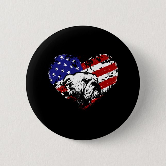 Chapa Redonda De 5 Cm corazón bulldog (Anverso)