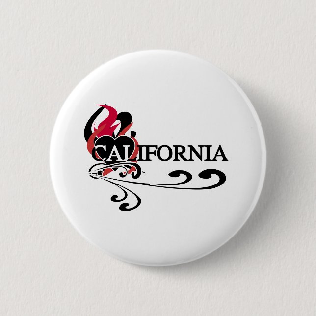 Chapa Redonda De 5 Cm Corazón California del fuego (Anverso)