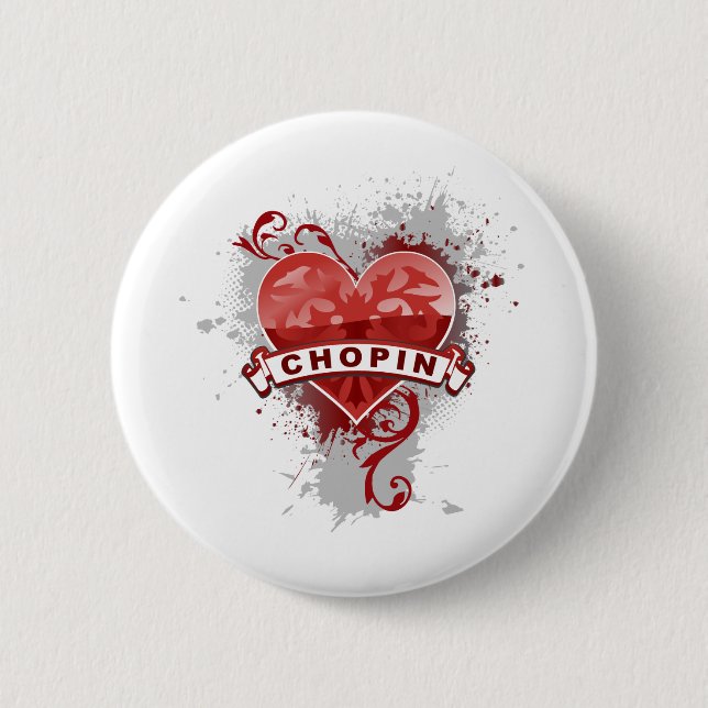 Chapa Redonda De 5 Cm Corazón Chopin (Anverso)