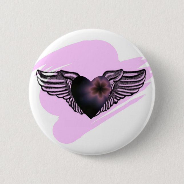 Chapa Redonda De 5 Cm Corazón con alas (Anverso)