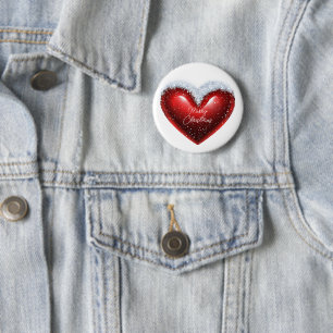 Chapa Redonda De 5 Cm Corazón con nieve personalizado Navidad