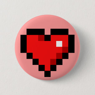 Chapa Redonda De 5 Cm corazón de 8 bits