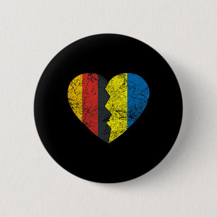 Chapa Redonda De 5 Cm Corazón de bandera alemana ucraniana Alemania Ucra