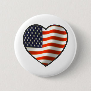Chapa Redonda De 5 Cm Corazón de bandera de Estados Unidos