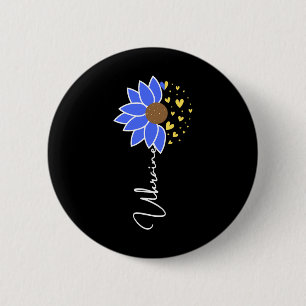Chapa Redonda De 5 Cm Corazón de girasol de la bandera de Ucrania