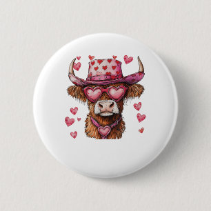 Chapa Redonda De 5 Cm Corazón de Gorra de Vaquero de la Vaca de la Monta