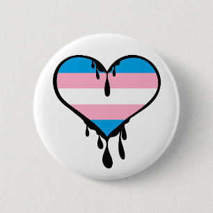 Chapa Redonda De 5 Cm Corazón de goteo del orgullo trans