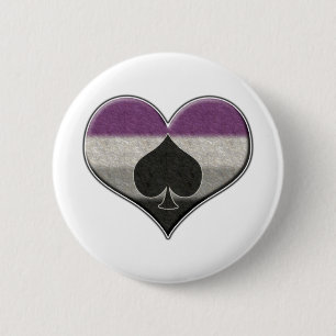 Chapa Redonda De 5 Cm Corazón de gran bandera del orgullo asexual con hi