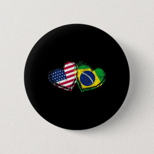 Chapa Redonda De 5 Cm Corazón de la bandera americana de Brasil Amor ame