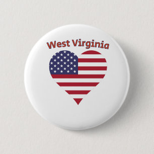 Chapa Redonda De 5 Cm Corazón de la Bandera Americana de Virginia Occide