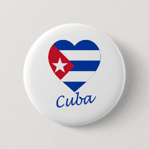Chapa Redonda De 5 Cm Corazón de la bandera de Cuba