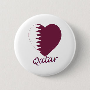 Chapa Redonda De 5 Cm Corazón de la bandera de Qatar