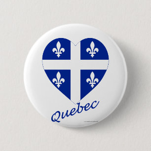 Chapa Redonda De 5 Cm Corazón de la bandera de Quebec con nombre