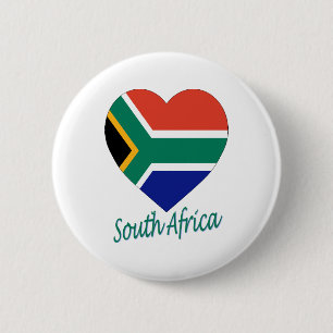 Chapa Redonda De 5 Cm Corazón de la bandera de Suráfrica