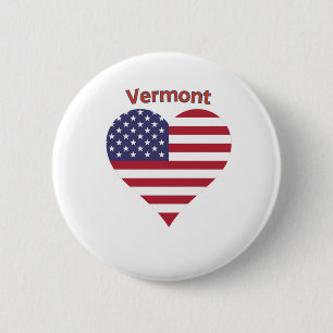 Chapa Redonda De 5 Cm Corazón de la Bandera Norteamericana Vermont