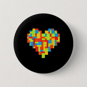Chapa Redonda De 5 Cm Corazón de la construcción de ladrillos en bloques
