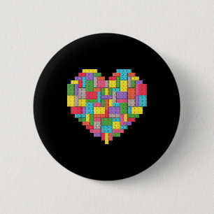 Chapa Redonda De 5 Cm Corazón de la construcción de ladrillos en bloques
